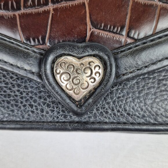 Brighton Bella Luna Crossbody Clutch Wallet Two Tone Black & Brown - Picture 14 of 16